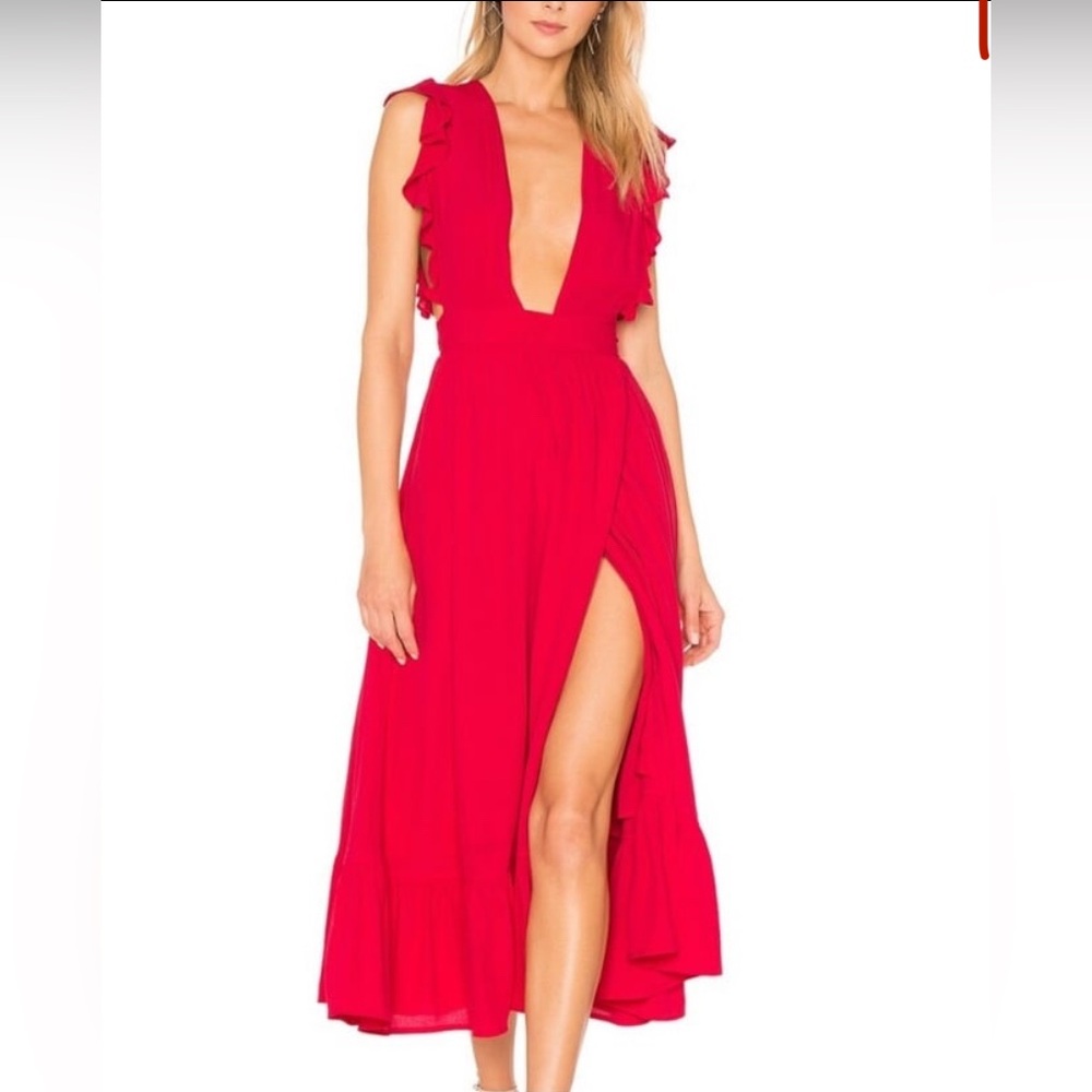 Majorelle dress low cut, leg slit, also can be worn both front or back